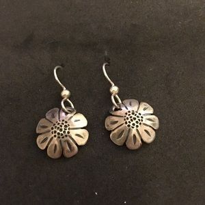 Handmade silver coin flower earrings